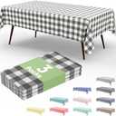 Smiry 3 Packs Gingham Disposable Table Cloth, 54 x 108 Inch Waterproof Plastic Tablecloth, Rectangle Grey and White Checkered Table Covers for Picnic, Birthday, Party