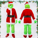 Christmas Costume for Men Green Big Monster 6PCS Deluxe Adult Santa Suit Xmas Outfit Set Halloween Holiday XL