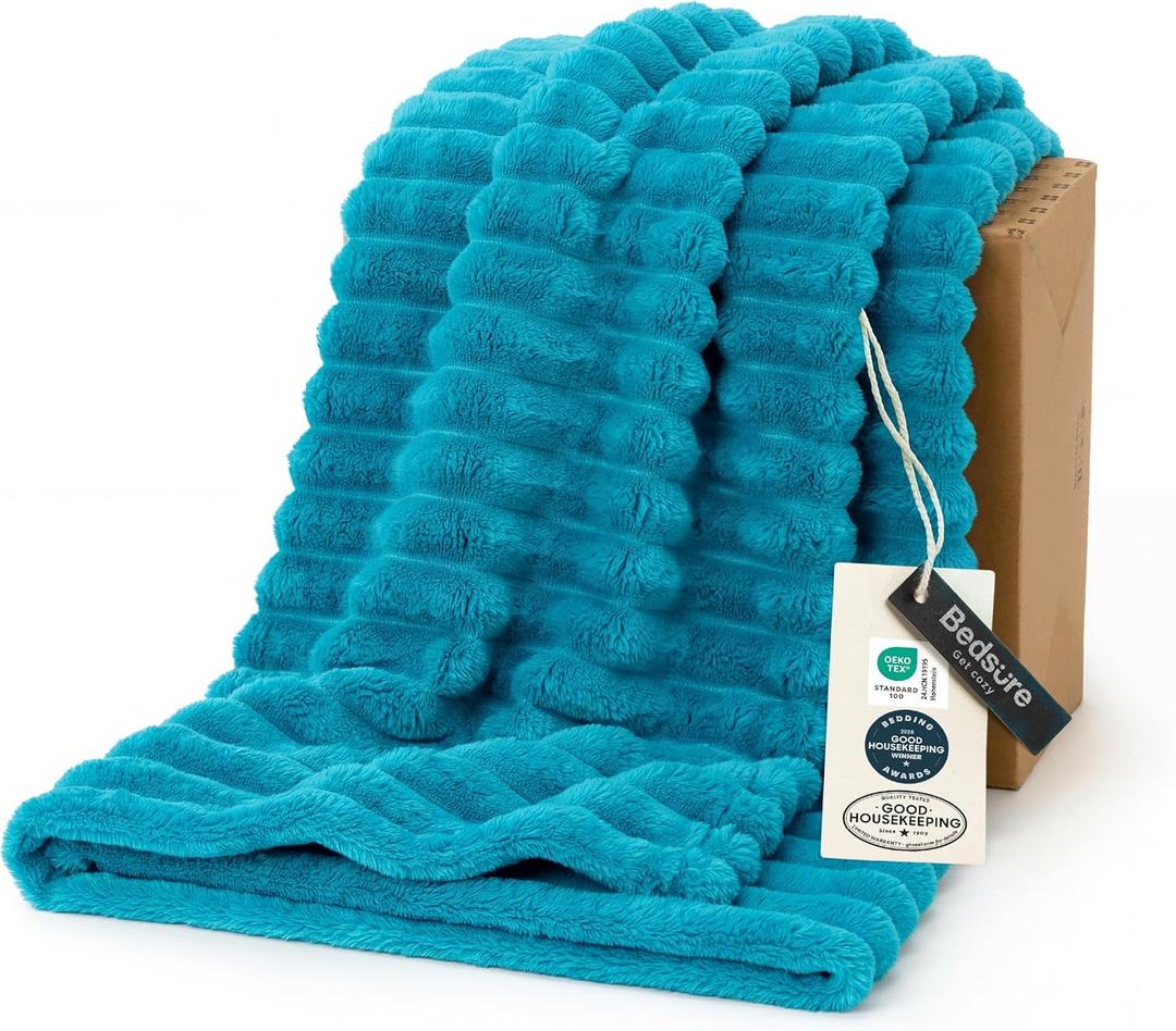 Bedsure GentleSoft Teal Fleece Blanket for Couch - Cozy Soft Blankets for Women, Cute Small Throws for Girls, 50x70 Inches