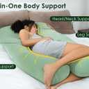 QUEEN ROSE Cooling Pregnancy Pillows, U Shaped Full Body Maternity Pillow for Pregnant Support, Rayon Derived from Bamboo, Buttery Soft, Super Breathable for Hot Sleeper, Green