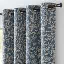 jinchan 80% Blackout Curtains for Living Room, Farmhouse Drapes with Scroll Floral Patterned for Bedroom, Grommet Top Thermal Insulated Curtains, Vintage Country Drapes 96 inch Length 2 Panels Blue