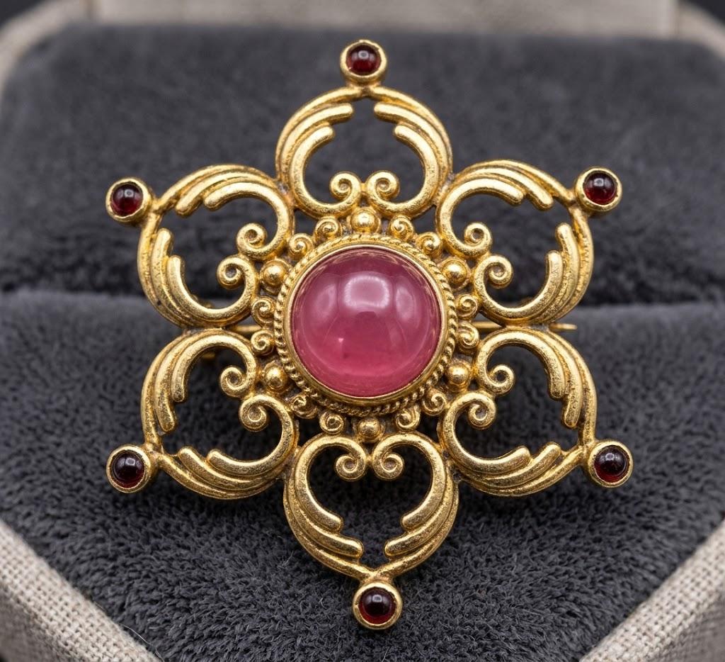 Ornate Vintage-Style Filigree Star Brooch Pin