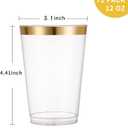 N9R 72PCS Gold Plastic Cups, 12OZ Clear Plastic Cups with Gold Rim, Disposable Cups Perfect for Parties, Wedding and Birthday