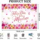 Feliz Dia De Las Madres Backdrop Hot Pink Floral Spanish Mother's Day Party Decorations Happy Mother's Day Photography Background Cake Table Banner (7x5ft)