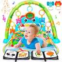 UMIKU Baby Play Mat Baby Tummy Time Mat Musical Activity Center for Infant with High-Contrast Piano Music & Light Newborn Babies Gifts for Boy Girl Babies 0-6 6-12 Months Dinosaur Style