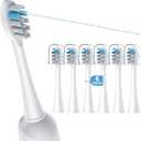 6 Pack Toothbrush Replacement Heads Compatible with WaterPik Sonic Fusion 2.0, FitMount Flossing Brush Head Fit for Water-Pic SF-01W SF-02W and 2.0 SF-03 SF-04 (1 Count (Pack of 6), White)