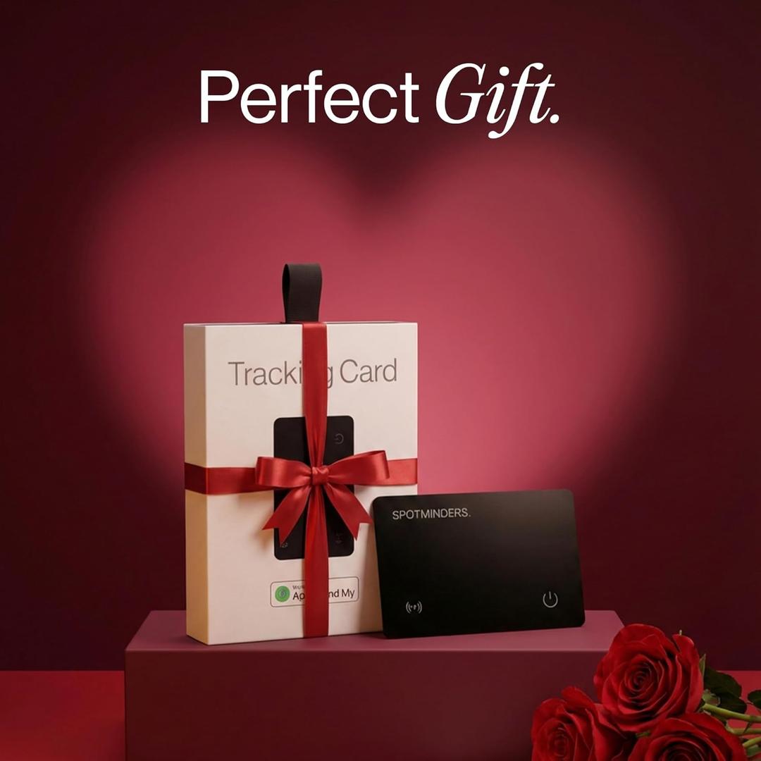 SPOTMINDERS Husband Valentines Day Gifts for Him Apple MFi Certified Wallet Tracker Works with Apple Find My Tracking Card for Wallet Card Rechargeable IP68 0.07in Slim iPhone Item Finder for Luggage