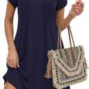 Zeagoo Summer Dresses for Women Casual A Line Dress 2026 V Neck Short Dresses Floral Sundress Pleated Boho Dress (M)