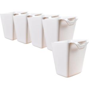 Rikyo 5 Pack White Hanging Cup Holder,Rolling Cart Accessories,4.75Wall Organizer,Plant Containers,Storage Bucket,Artificial Plant/Plant Pot or Make Up Pencil Holder for Home Office,Kitchen Decor