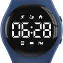 Kids Led Digital Pedometer Watch, Steps Counter, Waterproof Wristwatch, Vibrating Alarm Clock, Stopwatch, Great Gift for Kids Children Teens Girls Boys (Deepblue)