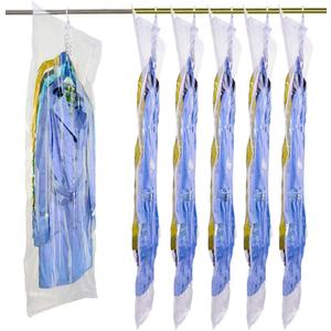 Hanging Vacuum Space Saver Bags 6 Pack, Closet Organizer Storage Bags, Vacuum Seal Clear Bags for Clothes, Suits, Dress or Jackets