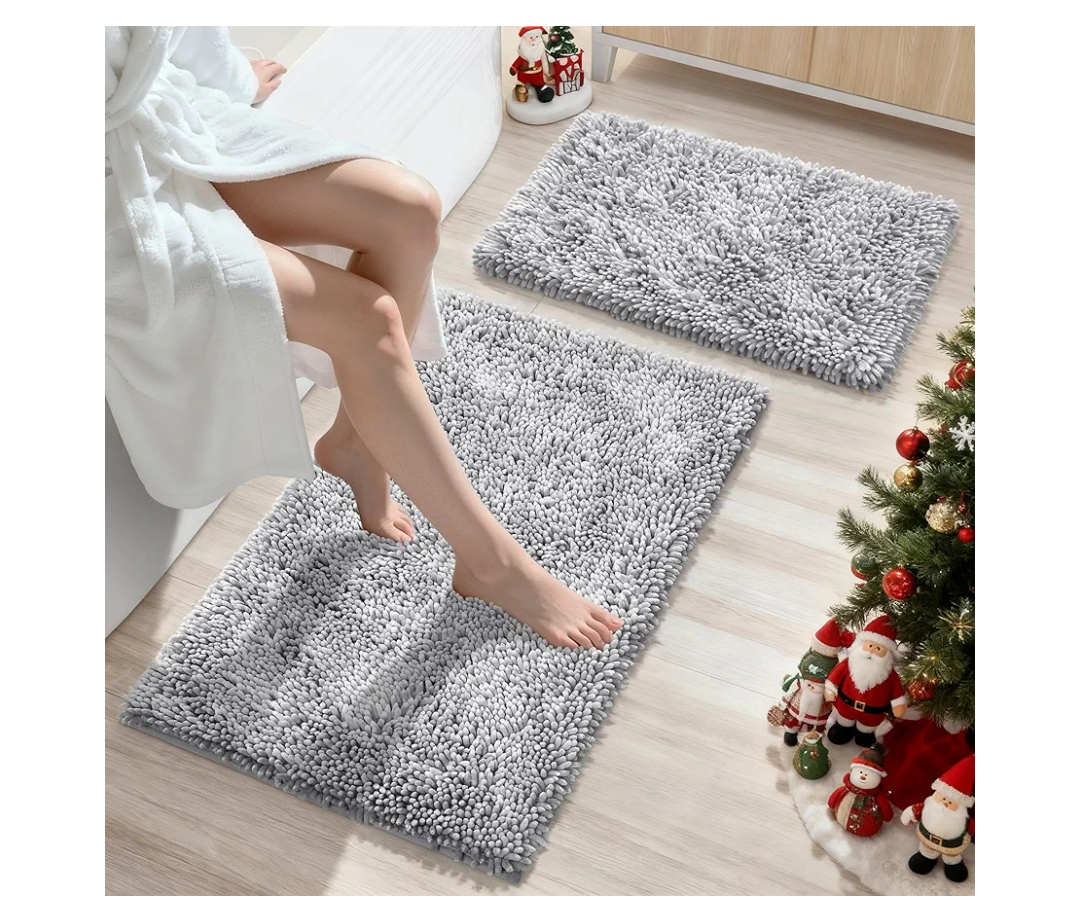  Bath Mat 30 x19 Inch, Thin Bath Mats Rugs with Rubber Backing Non-Slip, Absorbent, Quick Dry Machine Washable, Home Decor Accessories Cozy Cloth Bathroom Rugs