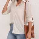 YAMANMAN Womens Button Down Shirt Long Sleeve Classic Collared Tops Work Office Casual Chiffon Blouse