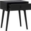 NTC Solid Oak Lux Nightstand with Drawer, Mid Century Modern Side Table Bedroom, Bedside Furniture, Night Stand, End Table, Easy Assembly - Burnt Black