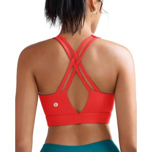 RUNNING GIRL Sports Bra for Women High Support, Molded Cup High Impact Sports Bras with Sewn in Pads Strappy Running Bra (Large, Bright Red)