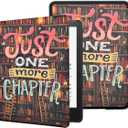 Case for 6" All-New Kindle (11th Generation-2022/2024 Release), Book Lovers Folio Lightweight PU Leather Book Cover with Auto Wake/Sleep, Hand Strap, Just One More Chapter