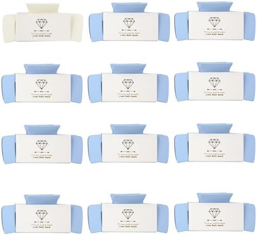 Loanzeg 8pcs Bridesmaid Proposal Gifts 4.1 Inch Square Set of 8 Bachelorette Hair Claw Clips ideas Bridal Shower Gift for Wedding Party Favors (12pcs White&Dusty Blue)