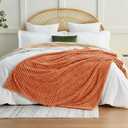 EXQ Home Fall Throw Blanket for Couch or Bed - 3D Imitation Turtle Shell Jacquard Decorative Fleece Blankets - Cozy Soft Fuzzy Flannel Blanket Suitable for All Seasons(50"60",Orange)