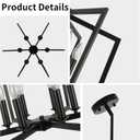 6-Light Black Chandelier Dining Room Light Fixture Geometric Metal Modern Industrial Pendant Lights Kitchen Island, Farmhouse Chandelier Lighting for Entryway Stairway Foyer Hallway