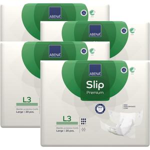 Abena Premium Adult Diapers, Abena Slip Disposable Incontinence Briefs, Heavy Absorbency, Level 3, Large, 80 Count