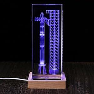 Collector's Gifts SpaceX Starship Crystal Lamp, 3D Laser-Etched Rocket Night Light, Ultimate Gift for Space Enthusiasts, Sci-Fi Fans & Mars Dreamers (Regular)