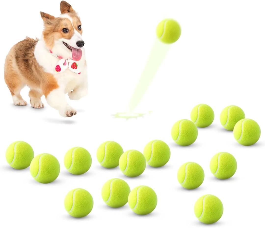 SOCO 16 Pack Small Tennis Balls for Pet Playing Fecth, 2 inch Dog Training Tennis Balls for Mini Size Dogs, Interactive Dog Playing Balls Fits All 2 inch Dog Ball Launchers (2.0'' - 16 Pack)