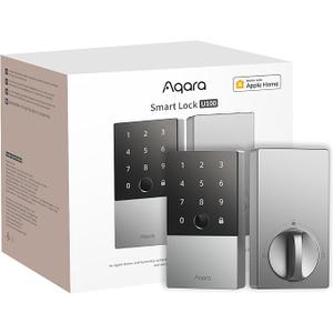 Aqara Smart Lock U100, Fingerprint Keyless Entry Door Lock with Apple Home Key, Touchscreen Keypad, Bluetooth Electronic Deadbolt, IP65 Weatherproof, Supports Apple HomeKit, Alexa, Google, IFTTT, Gray