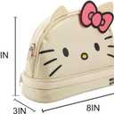 Bioworld Hello Kitty Character Face White Glitter 6" Cosmetic Pouch