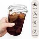 50 Pack 16 Oz Round Bottom Clear Plastic Cups with Strawless Sip Lids | Iced Coffee Cups, Disposable To Go Cup for Juice Smoothie Cold Drinks (EXP 08/26/32)