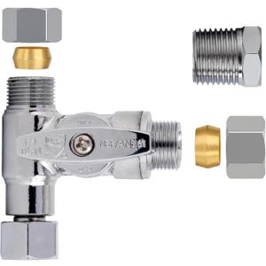 Tee Stop Valve, 3/8"  3/8"  3/8" or 1/2" Toilet T Connector, Angle Stop Add-A-Tee Valve, Quarter-Turn Shut-Off Valves for Washlet Bidet, Handheld Sprayer, Toilet Tank, Kitchen, Lead-Free