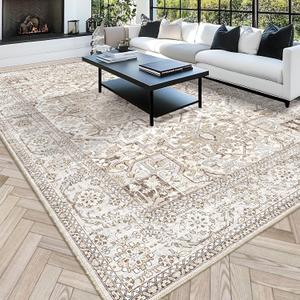 SONGLET Washable 9x12 Area Rugs, Large Rugs for Living Room, Washable Rugs 9x12 for Bedroom Playroom Nursery Carpet Indoor (Cream Colored)