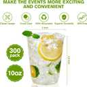 JollyPack 300 Pack Clear Plastic Cups 10 OZ Disposable Heavy-duty Hard Drinking Cups for Christmas, Wedding, Home, Dinner and other Events