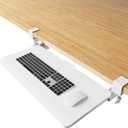 Large Keyboard Tray Under Desk Pull Out with Extra Sturdy C Clamp Mount System, 26'' (30'' including Clamps) x 11 Inch Steady Slide-Out Platform Computer Drawer for Typing (White)