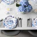 Kochorie 36 Pieces White & Blue Floral Disposable Plastic Plates, 10.25" and 7.5" Dinner and Dessert Plates Serving Dish Tray Heavy Duty Party Tableware Supplies for Weddings Birthdays