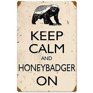 Retro Honey Badger Metal Tin Signs 8x12 Inch Decorative Poster Plate for Coffee House Bar Pub Kitchen Beer Funny Wall Decor