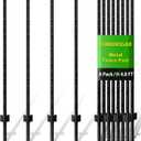 Metal Fence Post Black 4.8 feet, Pack of 8, T Posts for Wire Fence, No Dig Steel U Posts Fencing for Lawn Garden Wire Mesh Fence Poles Sign Outdoor Light Duty