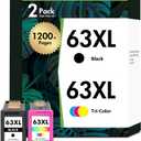 63 63XL Ink Cartridge Combo Pack Replacement for HP Envy 4520 Ink Cartridges Remanufactured OfficeJet 3830 4650 5255 5258 5200 4655 Envy 4512 4510 DeskJet 1112 Printer (Black Tri-Color)