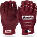 Franklin Sports MLB Batting Gloves - CFX Pro Adult + Youth Batting Gloves Pair - Baseball + Softball Gear - Premium Pro-Quality Leather - Burgundy Highlight - Adult Large