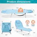 ABORON 2-in-1 Tanning Chair with Face Hole, Folding Camping Cot for Adults, 5-Position Adjustable Lounge Chair with Pillow, Heavy Duty 600D Oxford Portable Cot for Beach, Patio, Poolside