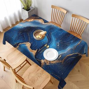 juniissl Blue Marble Rectangle Tablecloth Washable 60x90 Inch Table Cover Decorative Table Cloth for Party Picnic Kitchen