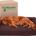 Furhaven Orthopedic Dog Bed for Large Dogs w/ Removable Bolsters & Washable Cover, For Dogs Up to 95 lbs - Quilted Sofa - Coffee, Jumbo/XL