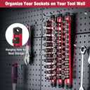 WORKPRO Magnetic Socket Organizer, 1/4-Inch Drive Aluminum Alloy Socket Rail, Heavy Duty Socket Holder, Socket Rack Kit 1/4-Inch x 12 Clips (Red)