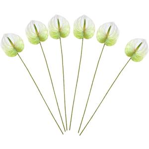 5pcs Faux Anthurium Flowers Realistic Artificial Flower Bouquet for Home Decor Living Wedding Party Arrangements Versatile Fake Plants Occasion (White)