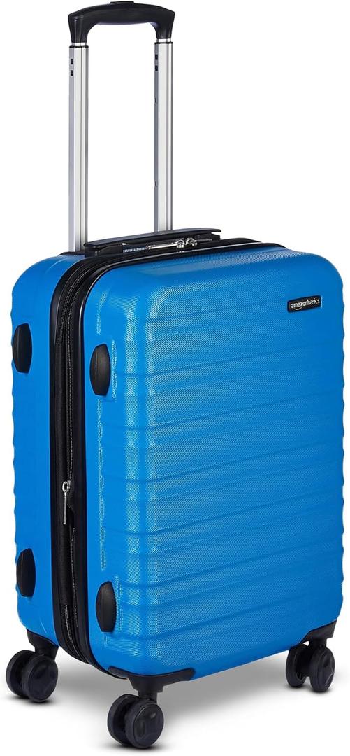 Amazon Basics 21" Hardside Carry-On Luggage with Expandable Space, Scratch-Resistant Surface, Telescoping Handle, Four Multi-directional Wheels, Light Blue