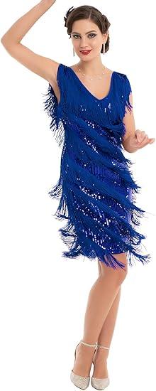 PrettyGuide Women's Flapper Dress Sequined Fringe 1920s Gatsby Party Cocktail Dresses, XXL