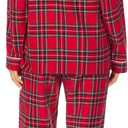 Lanz of Salzburg Sleepwear for Women Classic Notch Collar Long Sleeve Flannel Pajama Set (XS)