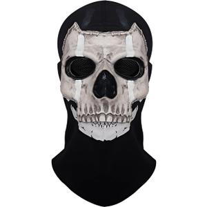 Joukavor Ghost Mask Skull Full Face Mask for Adult Halloween Cosplay (Black)
