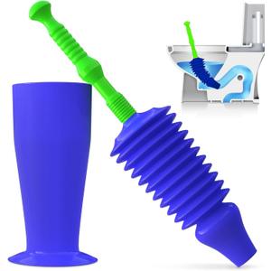 Luigi's Toilet Plunger - Unclogger Plungers for Bathroom - Heavy Duty Clog Remover with Effective Unblocker Bellows Design - Remover Tool to Unblock Toilet Blockage - Blue