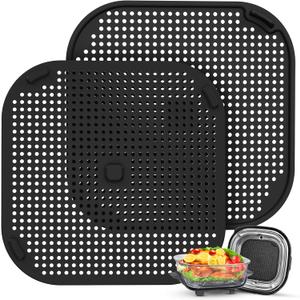 2 PCS Silicon Splatter Shield for Ninja Crispi Air Fryer Heat-Resistant Splash Guard,for Ninja Crispi Accessories,Crisp Containers,Crispy Replacement Parts Protects Kitchen from Oil Black