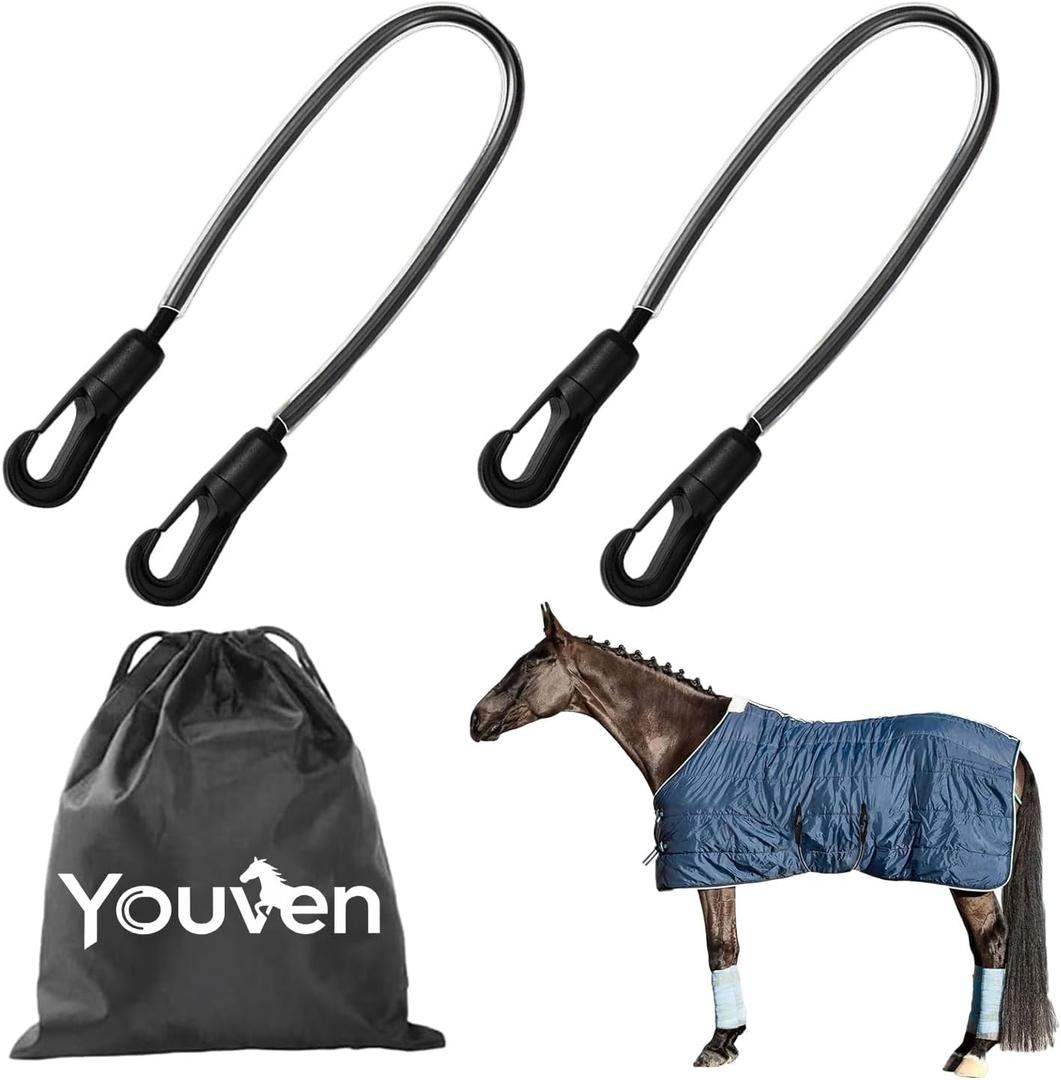 Horse Blanket Straps with Double Ended Clips(2 Pack-16Inch)